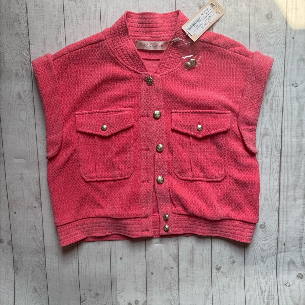 ESQUALO Coral Textured Button-Up Vest